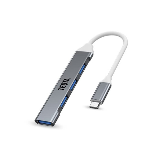 TEQTA 4 in 1 USB Hub, 4 x USB MultiPort Hub for MacBook, iPhone, Windows Laptops & Android (USB C to A Hub)